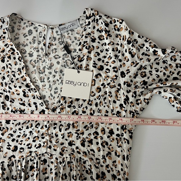 Ebby & I Maxi Dress White Leopard Animal Print Pockets Long Boho Size 10 NWT New - Picture 14 of 15